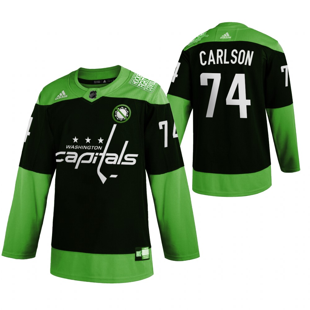 Washington Capitals #74 John Carlson Men Adidas Green Hockey Fight nCoV Limited NHL Jersey
